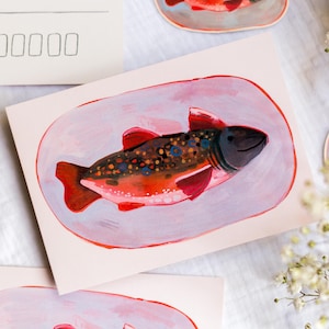 Postkarte — Fisch | A6 Postkarte, mini art print, Postkarten, Landschaft Postkarte, Briefpost, Natur, Cottagecore Kunstdruck