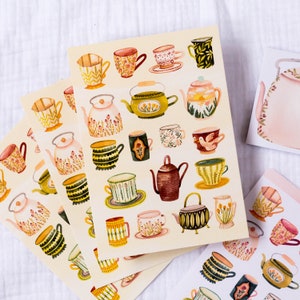 Postcard Romantic Teacups | A6 post card, mini art print, postkarten, floral post card, snail mail, nature art, cottagecore art print