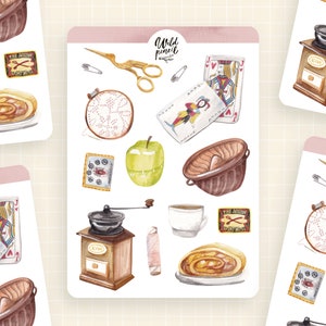 Sticker Sheet Vintage | paper sticker sheet, cute stickers, planner stickers, bullet journal stickers, vintage sticker sheet, cottagecore