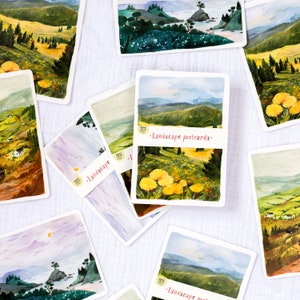 Conjunto de postales Postales con paisajes / A6, mini impresiones artísticas, postales, postales de viaje, correo postal, arte paisajístico, impresión artística cottagecore