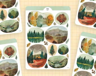 Stickers Windows Into Autumn | paper sticker sheet, cute stickers, planner stickers, bullet journal stickers, fall sticker sheet