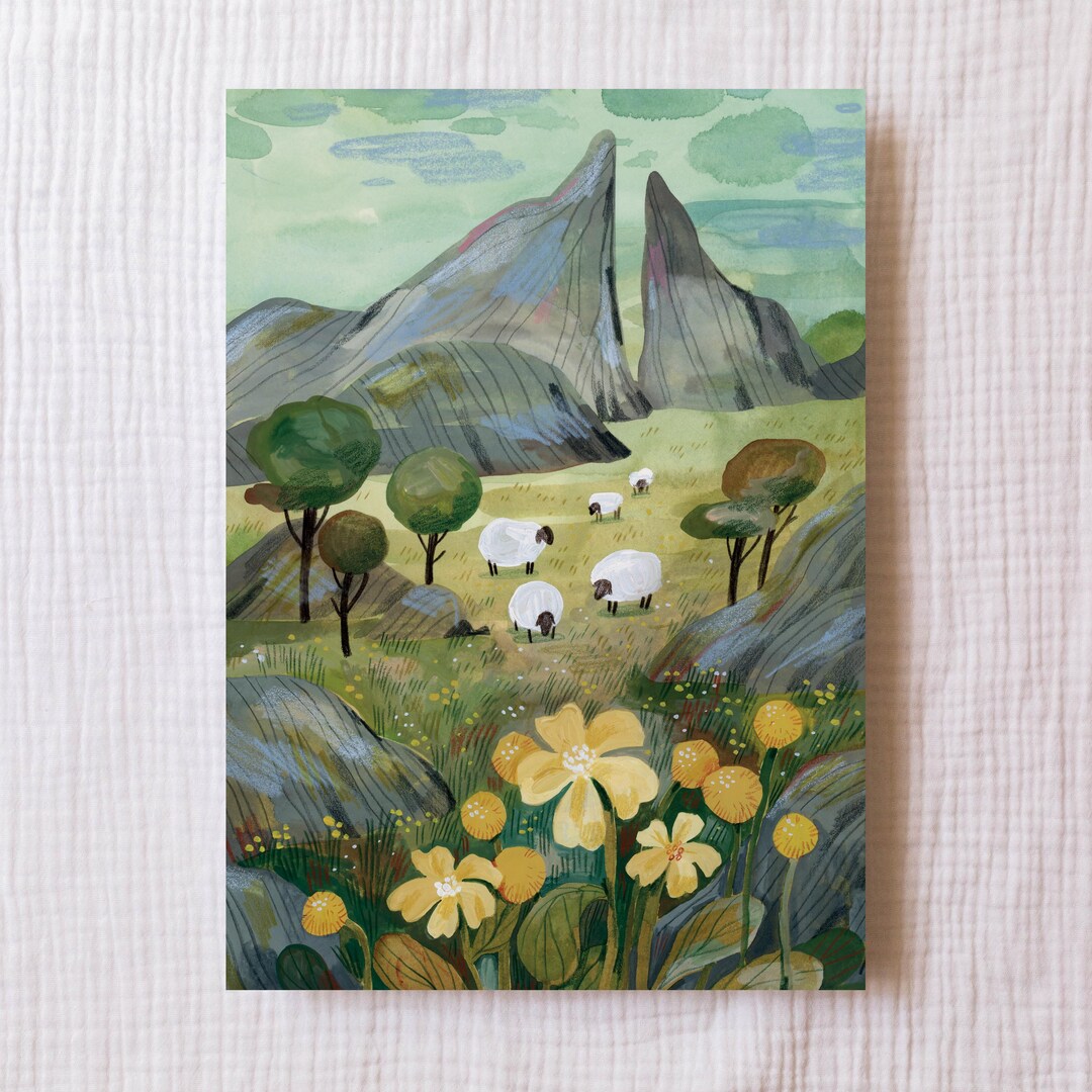 Art Print — Sheep | Landscape Art Print, Watercolor Painting, Gallery ...