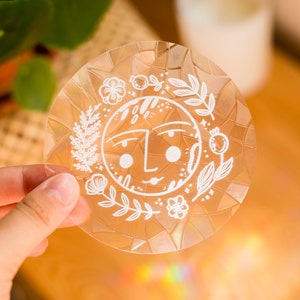 Suncatcher sticker Rainbow moon | vinyl window decal, cottagecore, boho sticker, rainbow sticker