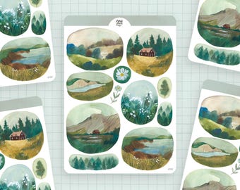 Stickers Windows Into Scotland | paper sticker sheet, cute stickers, planner stickers, bullet journal stickers, fall sticker sheet
