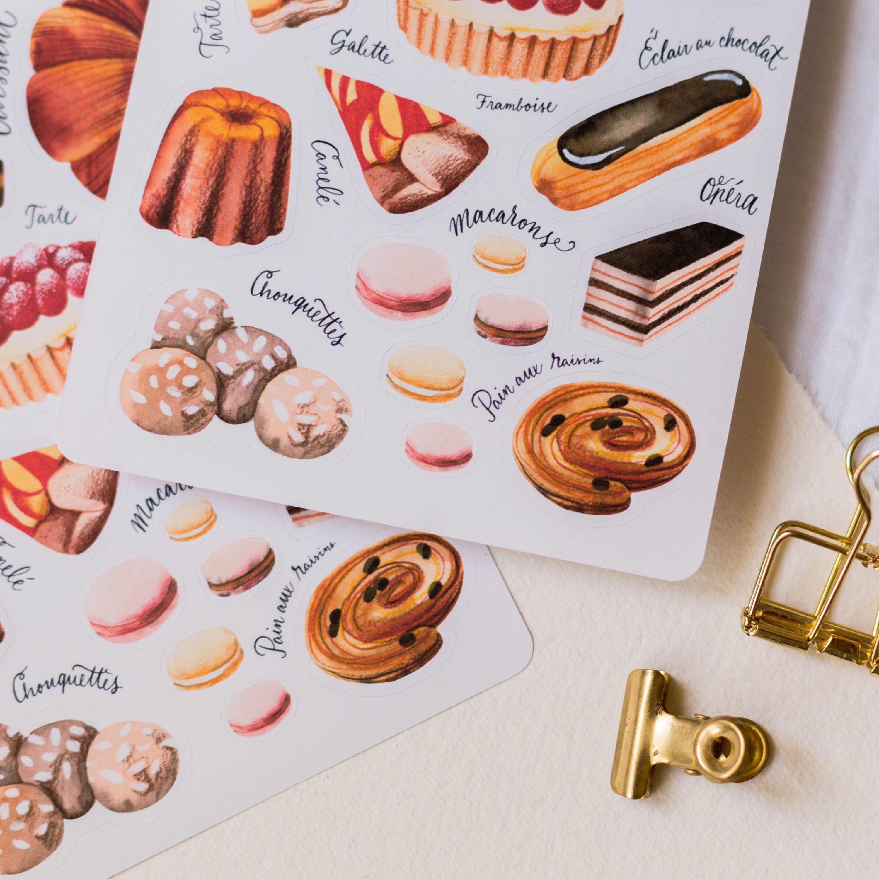 Sticker Sheet French Bakery | Paper Sticker Sheet, Cute Stickers ...