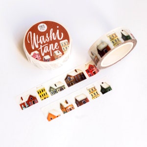 Cinta washi Winter Town / cinta washi de papel, cinta washi navideña, cinta de enmascarar, bullet journal, scrapbook, cinta para manualidades
