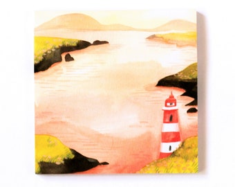 Sticky notes Lighthouse on a Cliff | cute note pad, illustrated stationery, memo pad, scrapbooking supply, 50 pages, sticky notepad