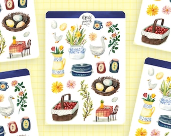 Sticker Sheet Cottagecore Spring | paper sticker sheet, cute stickers, planner stickers, bullet journal stickers, fall sticker sheet, autumn