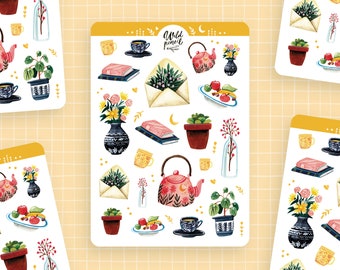 Sticker Sheet The Little Things | paper sticker sheet, cute stickers, planner stickers, bullet journal stickers, cottagecore, cute