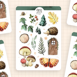 Sticker Sheet Forest | paper sticker sheet, cute stickers, planner stickers, bullet journal stickers, cottagecore, forest stickers