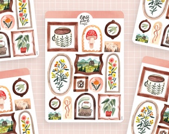 Sticker Sheet Frames | paper sticker sheet, cute stickers, planner stickers, bullet journal stickers, fall sticker sheet, autumn, borderless