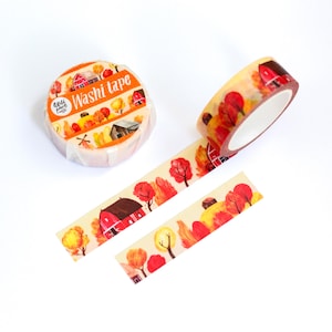 Washi-tape herfstlandschap | papieren washi-tape, schattige washi-tape, plakband, Bullet Journal, plakboek, knutseltape, herfst