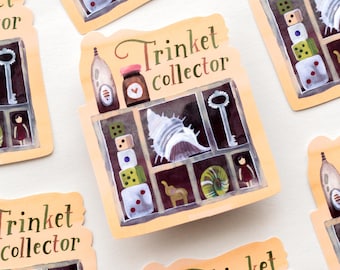 Vinyl sticker Trinket Collector | vinyl waterproof sticker, cottagecore, waterproof sticker, laptop sticker, creativity, painting