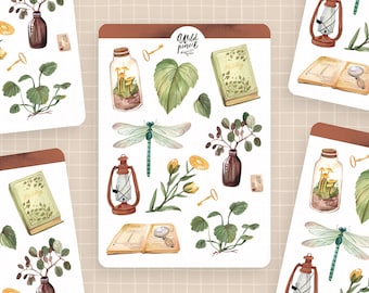 Sticker Sheet Botanica | paper sticker sheet, cute stickers, planner stickers, bullet journal stickers, cottagecore, nature stickers