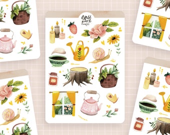 Sticker Sheet At Grandma's | paper sticker sheet, cute stickers, planner stickers, bullet journal stickers, cottagecore, cozy stickers