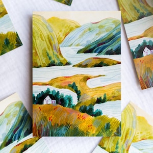 Postkarte The Valley | A6 Postkarte, Minidruck, Postkarten, Landschaftspostkarte, Briefpost, Waldkunst, Cottagecore Kunstdruck