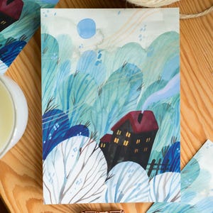 Ansichtkaart Windy Hollow | A6-postkaart, minikunstafdruk, kerstkaart, kaarten, winterdecor, kersttijd