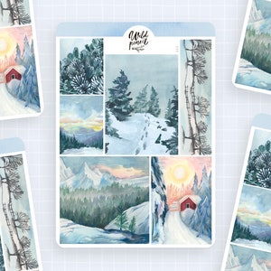 Stickervel winterlandschappen | papieren stickervel, schattige stickers, plannerstickers, bulletjournalstickers, winterstickervel