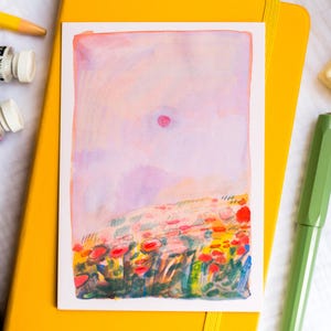 Postkarte Sonnenaufgang | A6 Postkarte, mini art print, Postkarten, Landschaft Postkarte, Briefpost, Natur, Cottagecore Kunstdruck