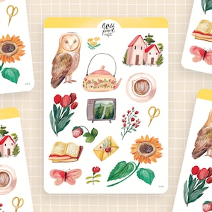 Sticker Bogen Spätsommer | Papier Stickerbogen, süße Sticker, Planner Sticker, Bullet Journal Sticker, gemütlich, kawaii