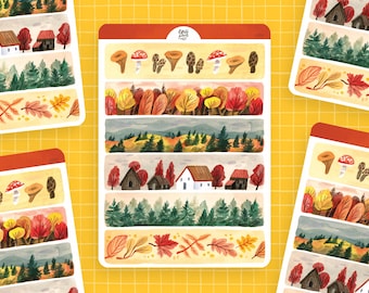 Sticker Autumn Tapes | paper sticker sheet, cute stickers, planner stickers, bullet journal stickers, fall sticker sheet, autumn