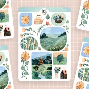 Sticker Bogen Sommer Wiese | Papier Stickerbogen, süße Sticker für Planner, Bullet Journal Sticker, Sommer Sticker
