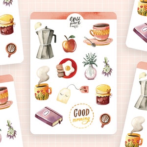 Sticker Sheet Sunday Breakfast | paper sticker sheet, cute stickers, planner stickers, bullet journal stickers