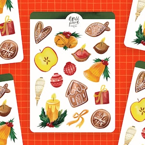 Sticker Sheet Christmas Traditions | paper sticker sheet, cute stickers, planner stickers, bullet journal stickers, christmas sticker sheet