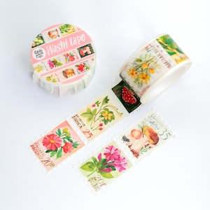 Washi-tape botanische stempels | papieren washi-tape, schattige washi-tape, plakband, Bullet Journal, plakboek, knutseltape, washi-tape met bloemen