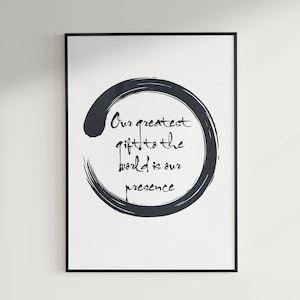 Citazione di Thich Nhat Hanh, citazione del maestro zen Thich Nhat Hanh, citazione stampabile sulla presenza della consapevolezza, decorazione da parete per soggiorno e ufficio