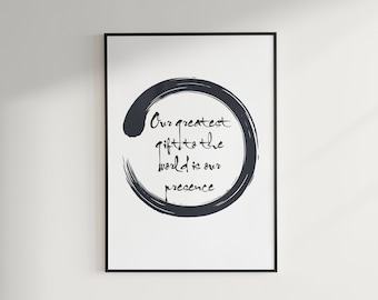 Thich Nhat Hanh Quote Wall Art, Zen Master Thich Nhat Hanh, Mindfulness Presence Quote Printable Quote Living Room Office Art Wall Decor