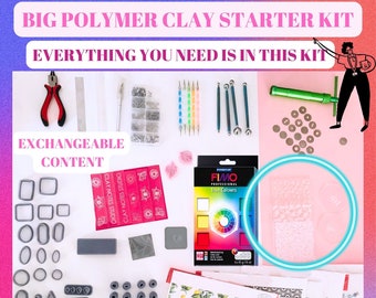 Polymer Clay Starter Kit For Beginners And Crafters ,900+ Pieces Professional Polymer Clay Starter Set, Earring Making Business kit DIY
