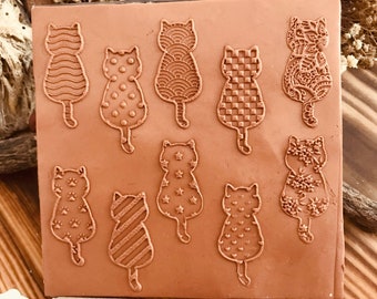 Cat Texture Mold Set – Includes 8 Unique Cat Patterns + Bonus Cat Cutter | Perfect for Polymer Clay, Air Dry Clay & Metal Clay | 10x10 cm
