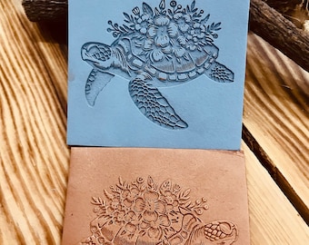 Sea Turtle With Flowers Pattern Rubber Texture Mat Polymer Clay Tools⎥Earring Making⎥Hand Roller⎥Clay Texture Tool⎥Jewellery Tools