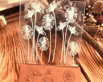 Dandelion Texture Stamp – Whimsical Floral Pattern for Polymer Clay, Air Dry Clay & Metal Clay | 10x10 cm Rubber or Acrylic Mold