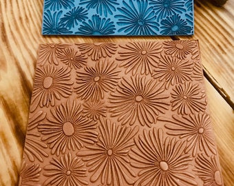 Floral Texture Stamp: 10x10 cm Rubber/Acrylic Mat for Clay & Jewelry