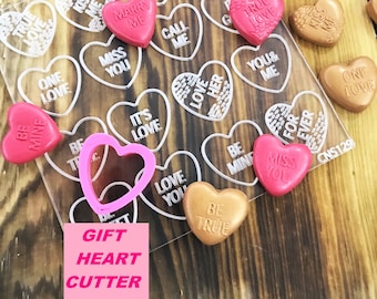 Conversion Heart Stamps,(Gift Heart Cutter), Debossing Stamp, Acrylic texture tool, Texture Sheet, Polymer Clay Supplies, Cookie Stamp