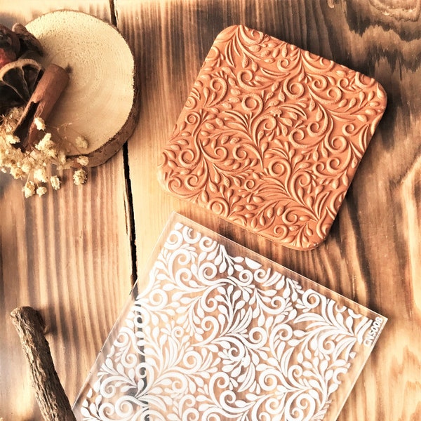 Vintage Unique Acrylic Embossing Stamp For Polymer Clay, Ceramic ,Fondant Stamp, Cookie Embosser, Cookie Stamp, Acrylic tool, For Metal Clay