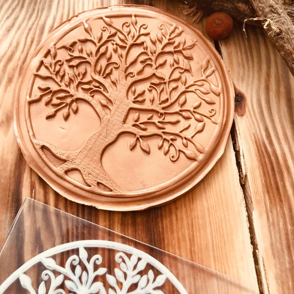 "Prägestempel für Polymer Clay, ""Baum des Lebens"" Acryl Texturmatte, Teig Sheeter, Keramik Lieferungen, Leben Muster Texturplatte, Fondant."