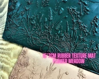 Floral Rubber Texture Mat with a unique flower meadow in 7*15cm dimensions for polymer clay, ceramics⎥Polymer Clay Tools⎥Earring Making