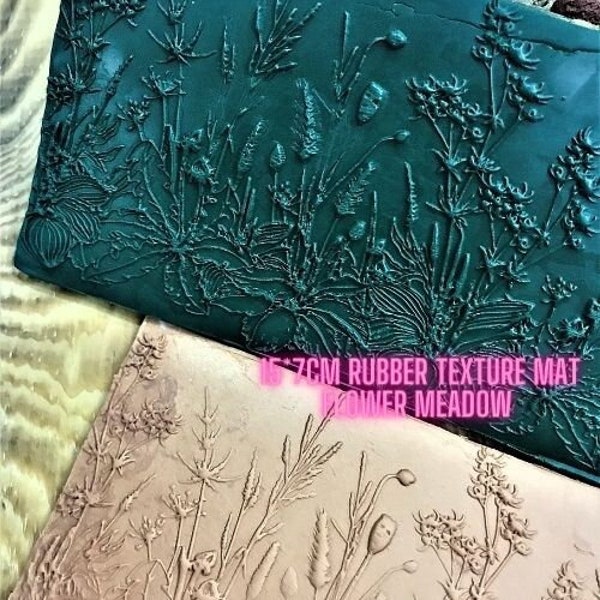 Floral Rubber Texture Mat with a unique flower meadow in 7*15cm dimensions for polymer clay, ceramics⎥Polymer Clay Tools⎥Earring Making
