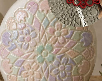 Flexstamp™ Vintage Floral Lace Stamp | Flexible Clay Stamp | Mandala Texture