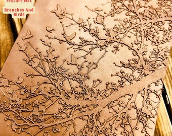 Birds and Branches Rubber Texture Mat: Polymer Clay Tool (10x14.5cm)