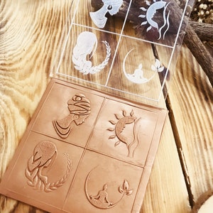 Women Symbol Texture Stamp: Feminist Clay Mold (10x10 cm Rubber or Acrylic)