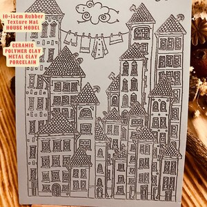 家の模様のゴムテクスチャマット：ポリマークレイ＆セラミック（10 x 14 cm）