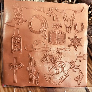 American Cowboy Symbols Texture Stamp –Western-Inspired Pattern for Polymer Clay, Air Dry Clay, Metal Clay | 10x10 cm Rubber or Acrylic Mold