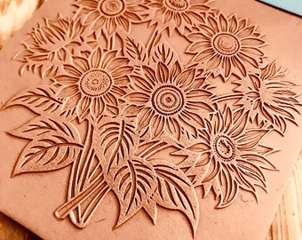 Sunflower Bouquet Rubber Texture Mat 10*10Cm⎥Polymer Clay Tools⎥Earring Making⎥Hand Roller⎥Clay Texture Tool⎥Jewellery Tools