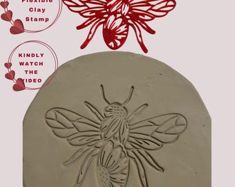 Flexstamp™ – Flexible Clay Stamp | Deep Detail Texture Tool | Bee Pattern