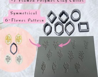 Floral Frame Rubber Texture Mat with Polymer Clay Cutters: Botanical Jewelry Making