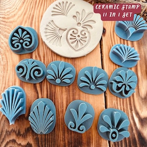 Set d'estampes en céramique à motifs Art déco – 11 pièces | Impression 3D en résine | Parfait pour l'argile et la céramique
